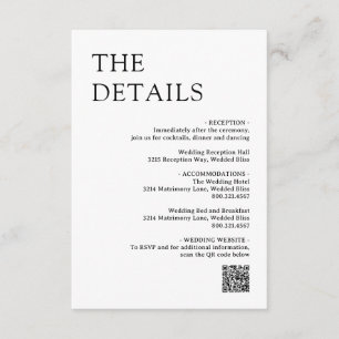 Minimal Bold Monogram QR Code Modern Wedding Enclosure Card