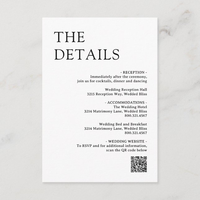 Minimal Bold Monogram QR Code Modern Wedding Enclosure Card (Front)