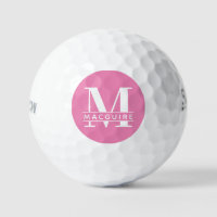 Minimal Bold Monogram with Name | Pink Golf Balls