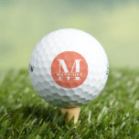 Minimal Bold Monogram with Name | Salmon Golf Balls<br><div class="desc">A unique yet minimal Salmon Orange monogram golfball with your unique monogram letter and name.</div>