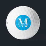 Minimal Bold Monogram with Name | Sky Blue Golf Balls<br><div class="desc">A unique yet minimal Sky Blue monogram golfball with your unique monogram letter and name.</div>