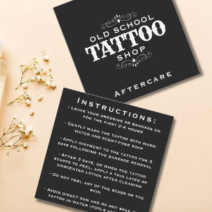 Minimal Bold Tattoo Artist Aftercare Instructions Square Business Card