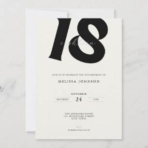 Minimal Bold Typography 18th Birthday  Invitation