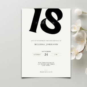 Minimal Bold Typography 18th Birthday  Invitation
