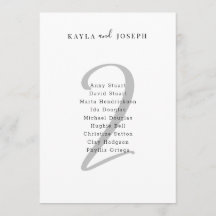 Minimal Bold Wedding Guest List Table Number 2