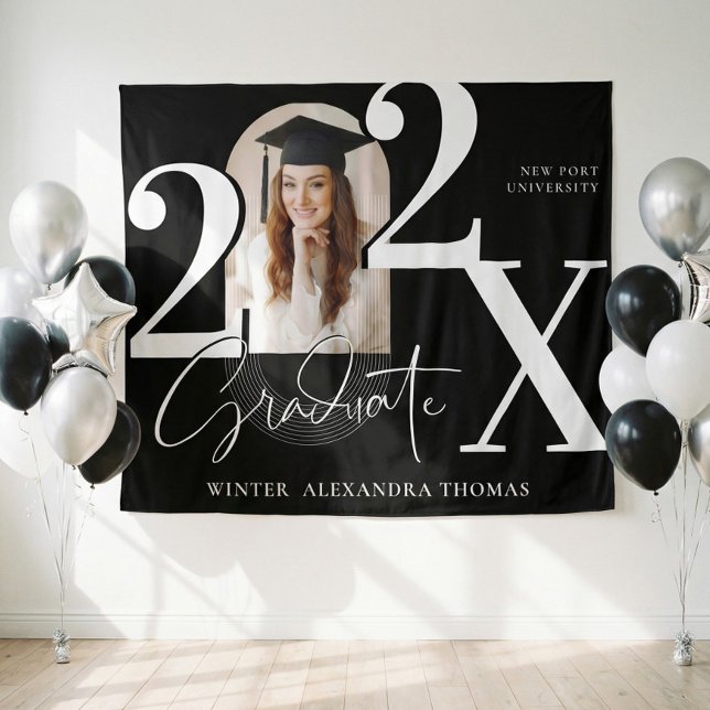 Minimal Bold Year Arch Grad Photo Graduation Black Tapestry (Minimal Bold Year Arch Grad Photo Graduation Black Tapestry)