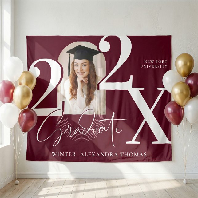 Minimal Bold Year Arch Grad Photo Graduation Red Tapestry (Minimal Bold Year Arch Grad Photo Graduation Red Tapestry)