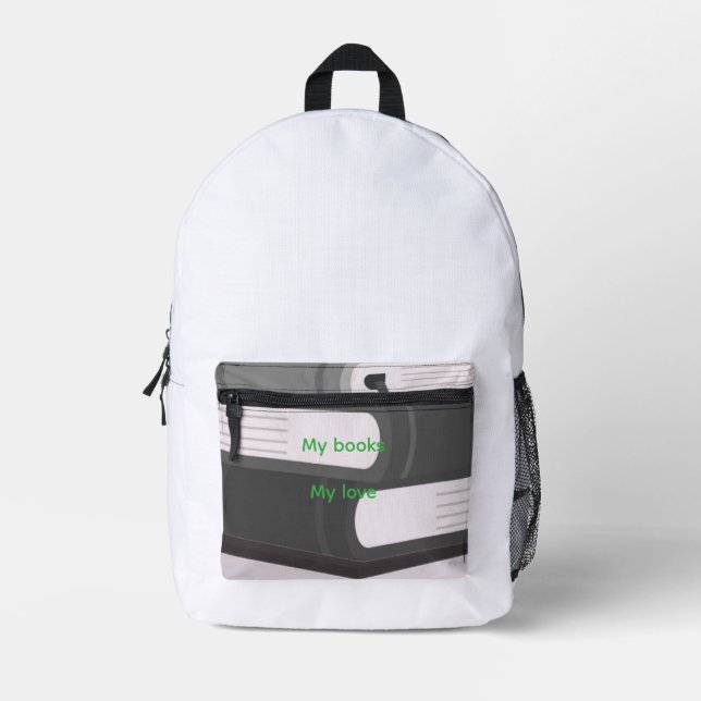 Minimal Book Art Printed Backpack (Front)