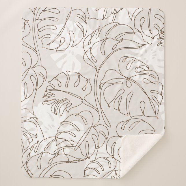 Minimal botanical art seamless pattern. Tropical m Sherpa Blanket (Front)