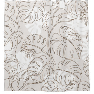 Minimal botanical art seamless pattern. Tropical m Shower Curtain