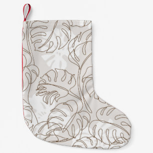Minimal botanical art seamless pattern. Tropical m Small Christmas Stocking