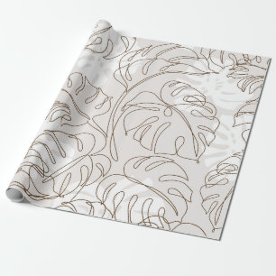 Minimal botanical art seamless pattern. Tropical m Wrapping Paper