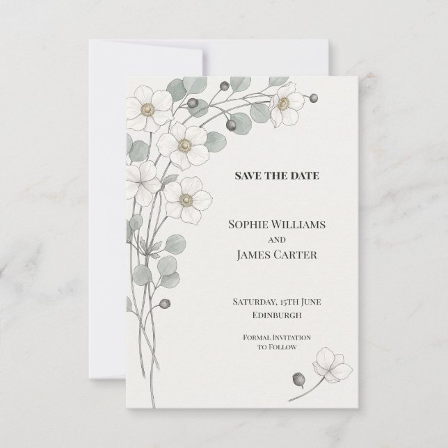 Minimal Botanical Berry Save The Date (Front)