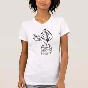 Minimal Botanical Calathea Plant Illustration T-Shirt
