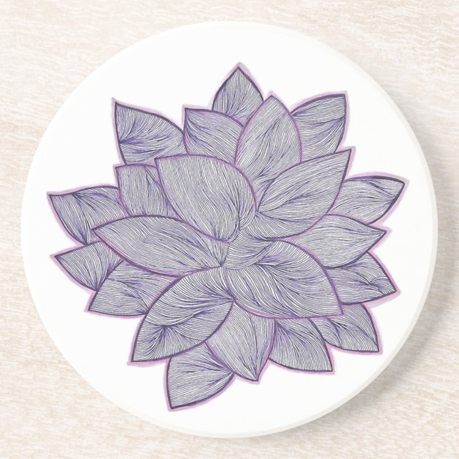 Minimal Botanical Coaster – Hand Drawn Flower (Front)