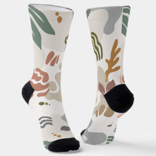 Minimal botanical floral socks