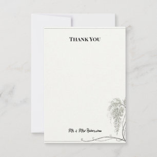Minimal Botanical Foliage Wedding Thank You Card