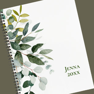 MINIMAL BOTANICAL GREEN LEAF PERSONALIZED Notebook
