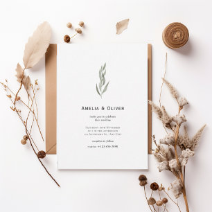 Minimal Botanical Greenery Wedding Invitation