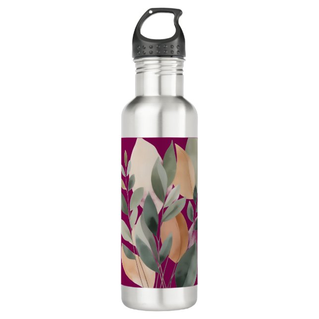 Minimal Botanical Leaf Pattern 710 Ml Water Bottle (Front)