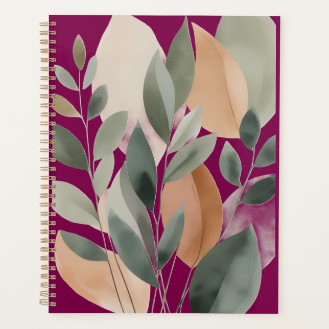 Minimal Botanical Leaf Pattern  Planner (Front)