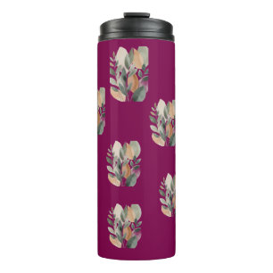 Minimal Botanical Leaf Pattern Thermal Tumbler