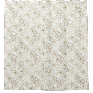 Minimal Botanical Line Art Pattern (1) Shower Curtain