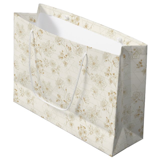 Minimal Botanical Line Art Pattern (2) Large Gift Bag (Front Angled)