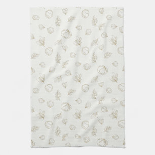 Minimal Botanical Line Art Pattern (3) Tea Towel