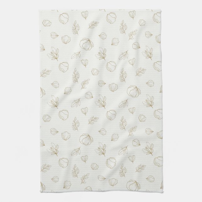 Minimal Botanical Line Art Pattern (3) Tea Towel (Vertical)