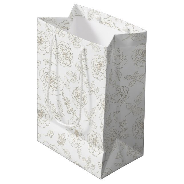 Minimal Botanical Line Art Pattern (4) Medium Gift Bag (Front Angled)