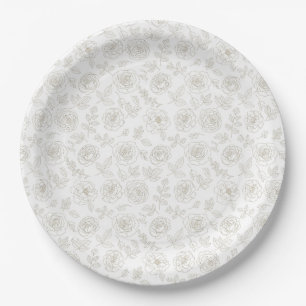 Minimal Botanical Line Art Pattern (4) Paper Plate
