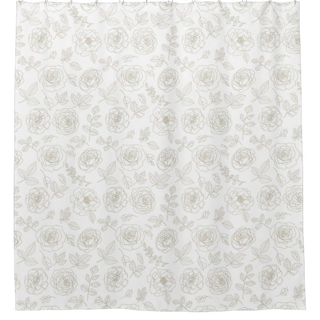 Minimal Botanical Line Art Pattern (4) Shower Curtain (Front)