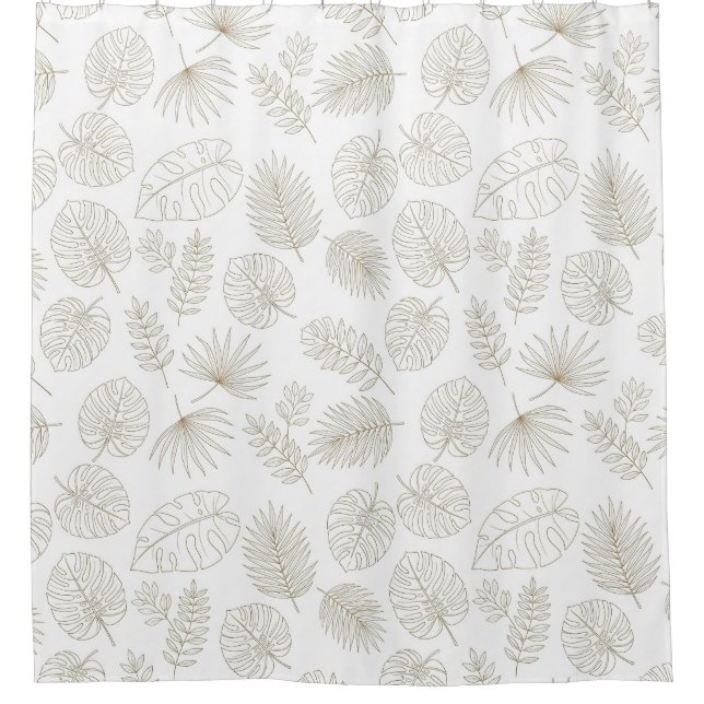 Minimal Botanical Line Art Pattern (5) Shower Curtain (Front)