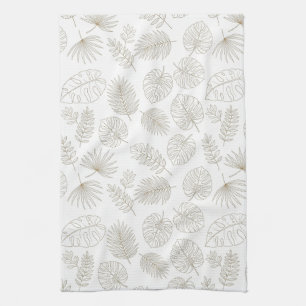 Minimal Botanical Line Art Pattern (5) Tea Towel
