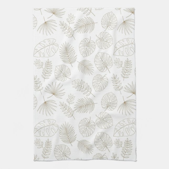 Minimal Botanical Line Art Pattern (5) Tea Towel (Vertical)
