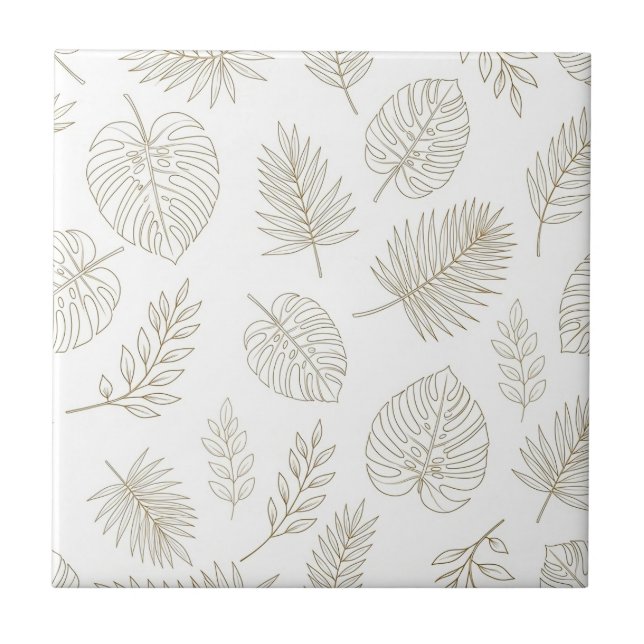 Minimal Botanical Line Art Pattern (6) Ceramic Tile (Front)