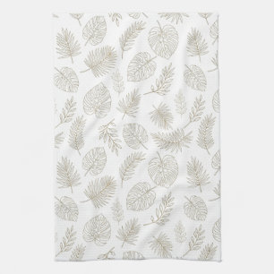Minimal Botanical Line Art Pattern (6) Tea Towel