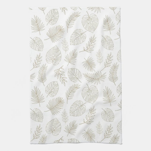 Minimal Botanical Line Art Pattern (6) Tea Towel (Vertical)