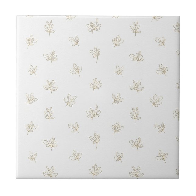 Minimal Botanical Line Art Pattern (7) Ceramic Tile (Front)