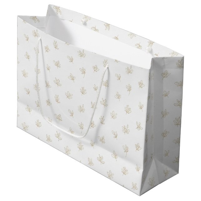 Minimal Botanical Line Art Pattern (7) Large Gift Bag (Front Angled)