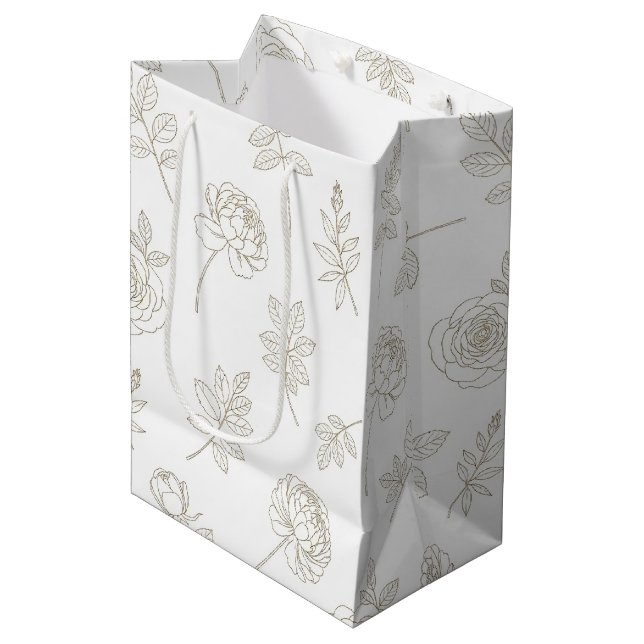 Minimal Botanical Line Art Pattern (8) Medium Gift Bag (Front Angled)