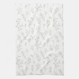 Minimal Botanical Line Art Pattern (9) Tea Towel