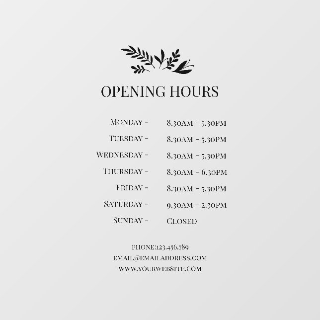 Minimal Botanical Logo Opening Hours  (Sheet)