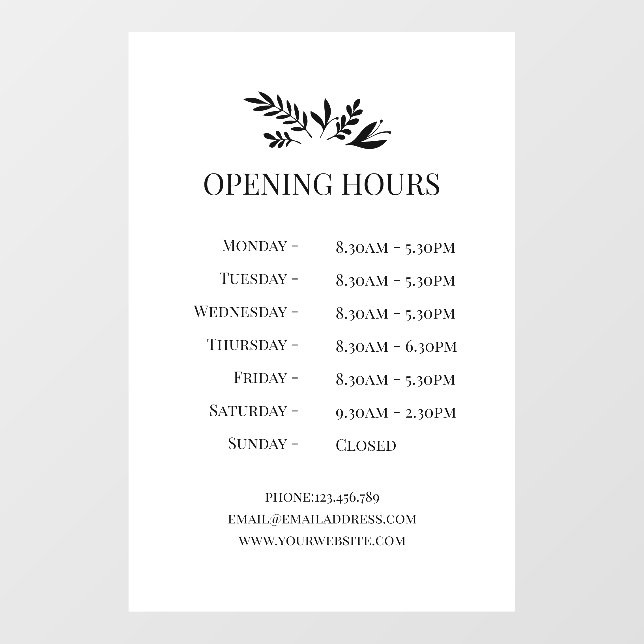 Minimal Botanical Logo Opening Hours  (Sheet)