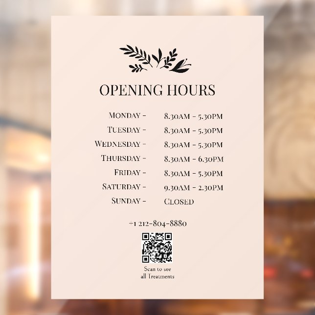 Minimal Botanical Logo Opening Hours QR Code (Sheet 2)