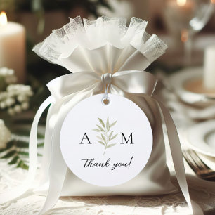 Minimal Botanical Monogram Wedding Favor Tags