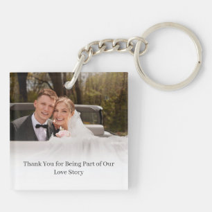 Minimal Botanical Monogram Wedding Photo Thanks  Key Ring