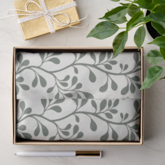 Minimal Botanical Paisley Waltz Green Silhouettes Tissue Paper