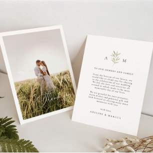 Minimal Botanical Photo Wedding Thank You Card